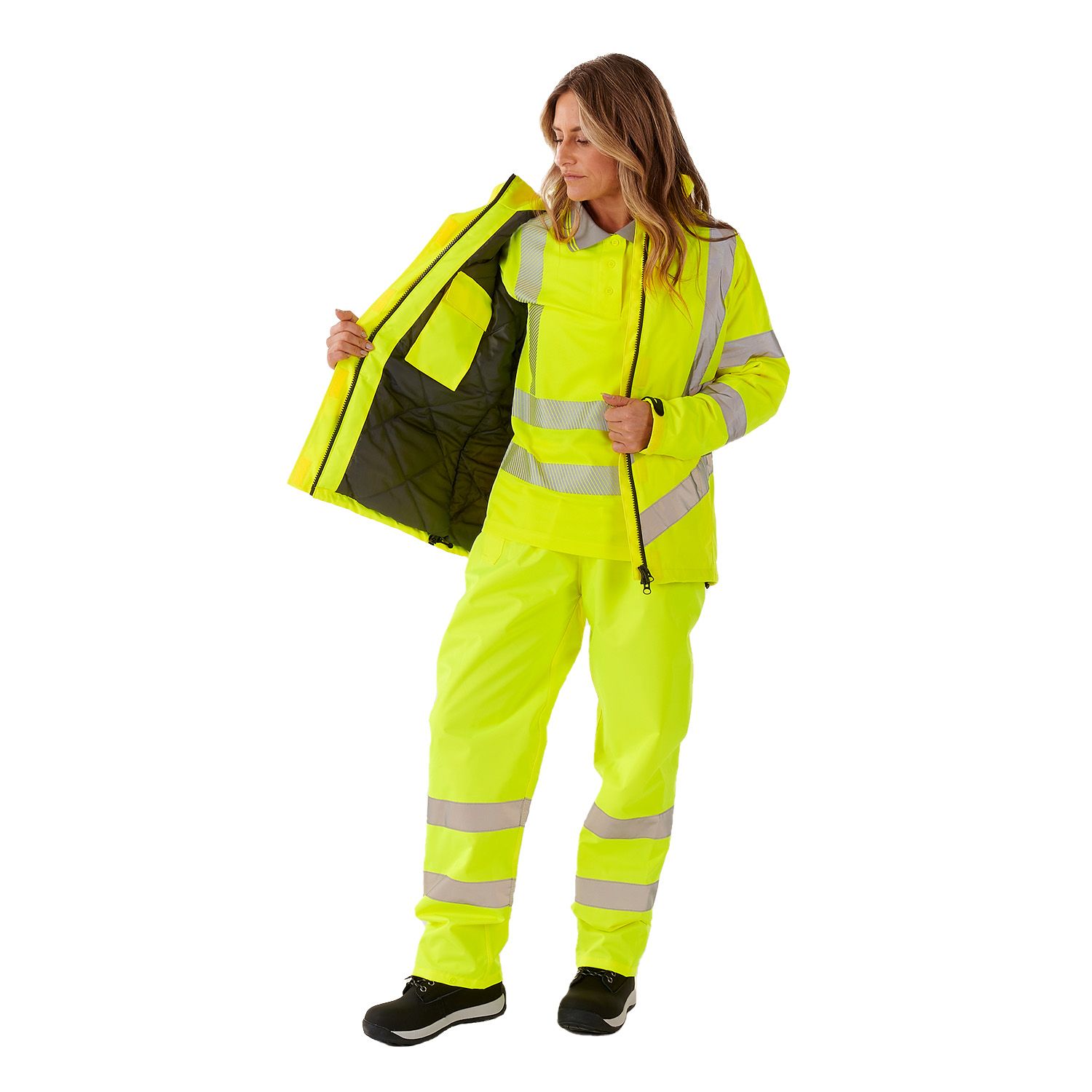 Kamela - Supertouch Ladies Hi Vis Padded Jacket Yellow - Image 2