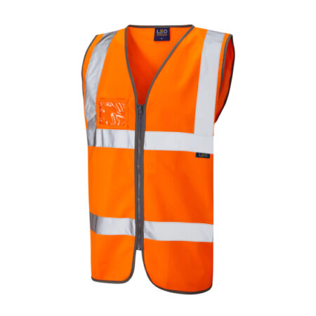 W02-Rumsam Range ISO 20471 Class 2 Waistcoat Zip Front & ID Pocket Orange & Yellow - Image 2