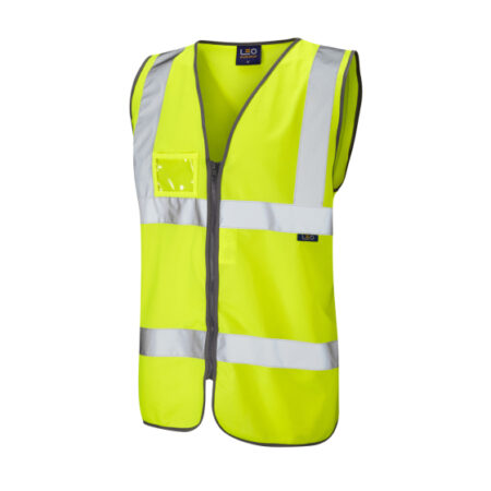 W02-Rumsam Range ISO 20471 Class 2 Waistcoat Zip Front & ID Pocket Orange & Yellow - Image 3