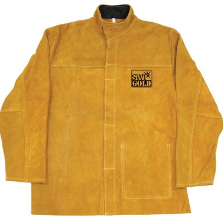 SWP Gold Leather Welding Jacket  Flame retardant back  Kevlar stitched