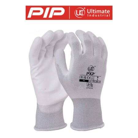 PXP-WH – PU COATED POLYESTER WHITE. Excellent quality, dexterity and grip combined with improved mechanical protection. 59p/pair sold in packs of 12