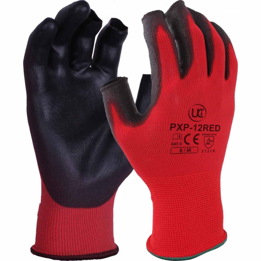 PXP-12-RED - PART FINGERLESS PU PALM