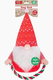 Christmas Pet Toy Red Gonk Plush Rope With Squeak Toy