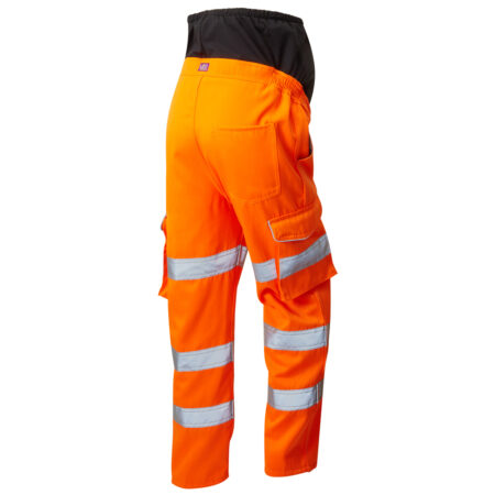 CM01-O-LEO ISO 20471 Class 2 Poly/Cotton Women's Maternity Cargo Trouser Orange - Image 2