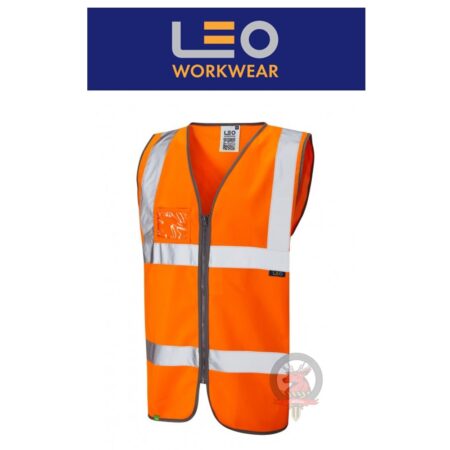 W02-Rumsam Range ISO 20471 Class 2 Waistcoat Zip Front & ID Pocket Orange