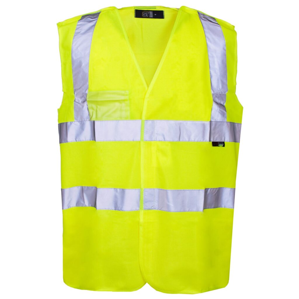34831 Hi Vis Yellow Pull Apart Vest With ID pocket