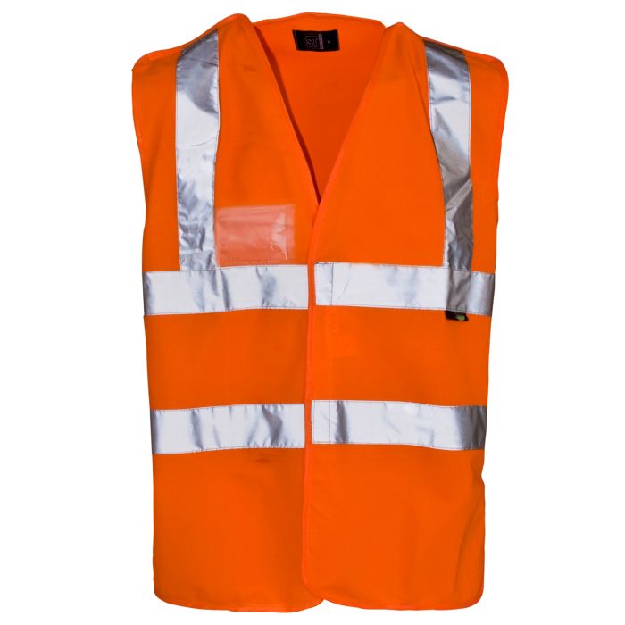 Hi Vis Orange Pull Apart Vest With ID Pocket