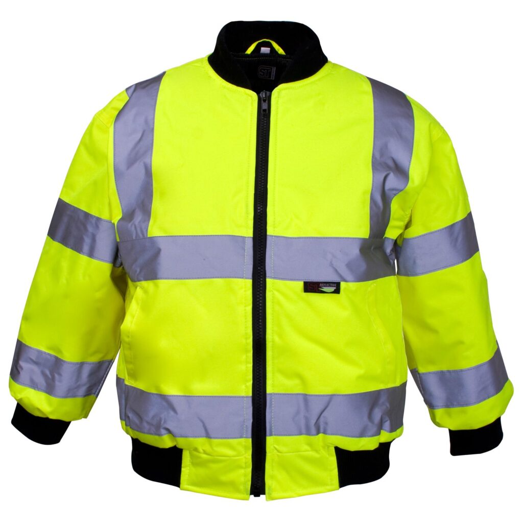 39743 Supertouch Hi Vis Yellow Junior Bomber Jackets Knit Collar