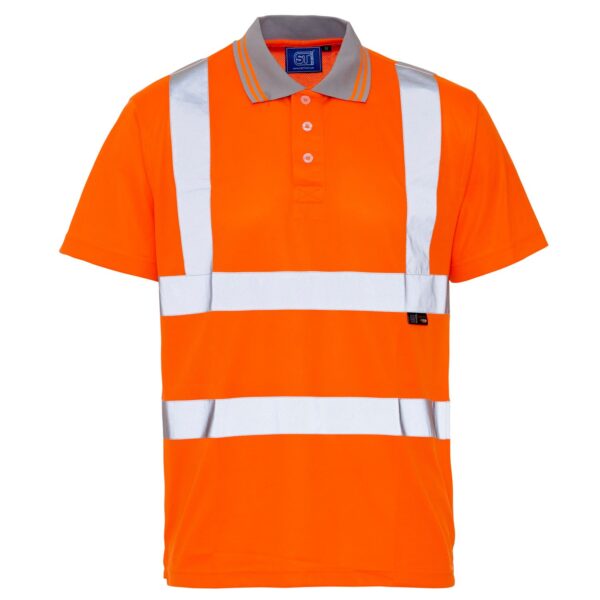 39E81- Hi Vis Orange Bird Eye Polo Shirt, breathable fabric to keep workers cool