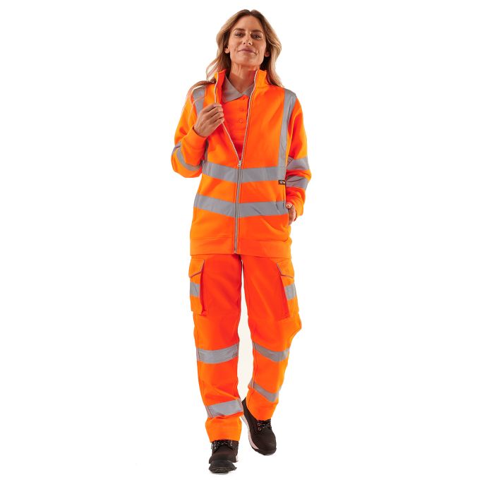 Ladies Hi Vis Orange Eshaal Zipped Sweatshirt - Image 3