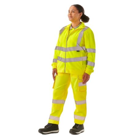 Ladies Hi Vis Yellow Eshaal Zipped Sweatshirt - Image 3