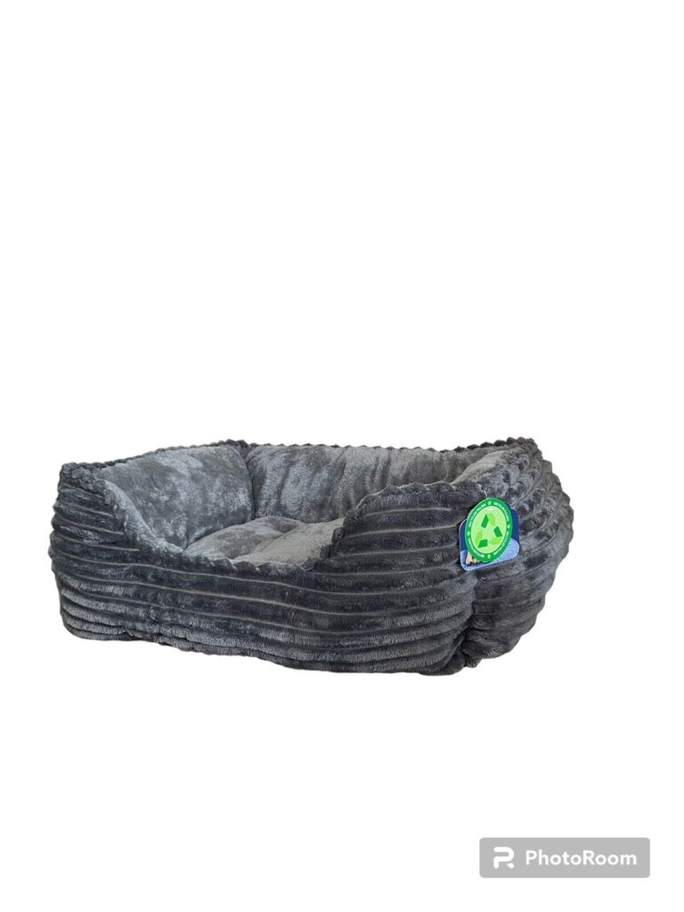 Ribbed grey pet bed- Large (71cmX58cmX23cm)