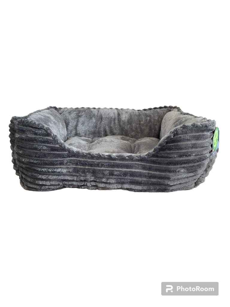 Ribbed grey pet bed- Large (71cmX58cmX23cm)
