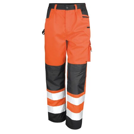 R327X - Safety Cargo Trousers Hi Vis Orange tough & hardwearing with mechanical stretch - Image 5