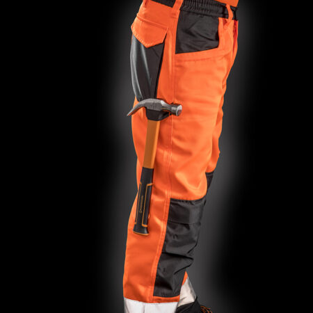 R327X - Safety Cargo Trousers Hi Vis Orange tough & hardwearing with mechanical stretch - Image 3