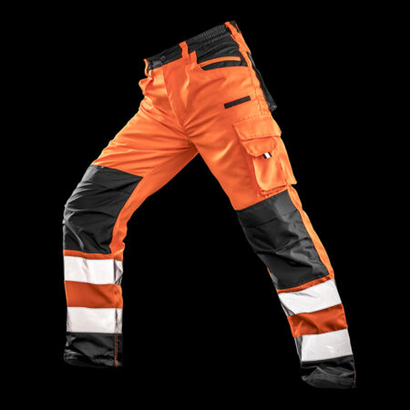 R327X - Safety Cargo Trousers Hi Vis Orange tough & hardwearing with mechanical stretch - Image 2