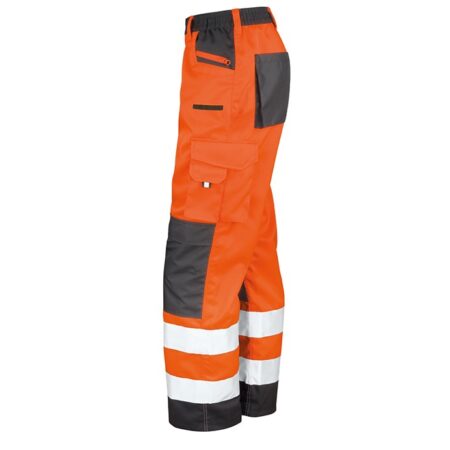 R327X - Safety Cargo Trousers Hi Vis Orange tough & hardwearing with mechanical stretch - Image 4