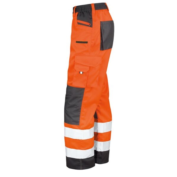 R327X - Safety Cargo Trousers Hi Vis Orange tough & hardwearing with mechanical stretch