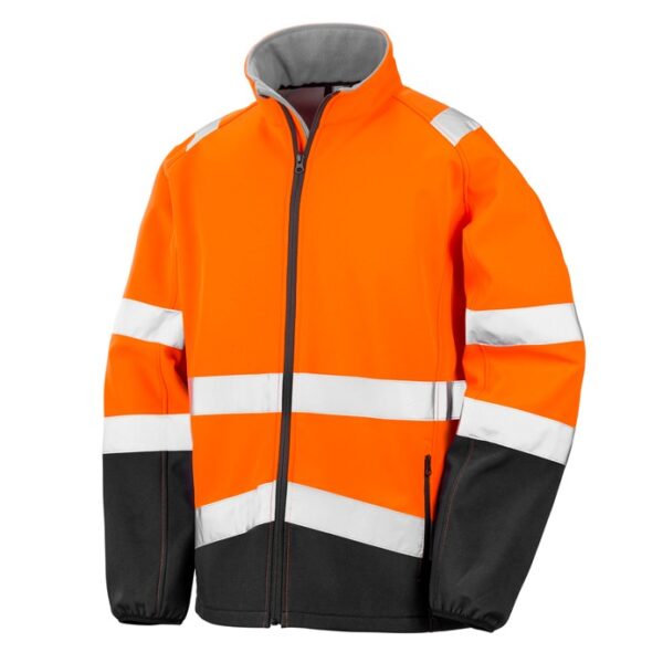 R450X Result 3 layer Safety Softshell  Orange water-repellent finish, breathable, and windproof