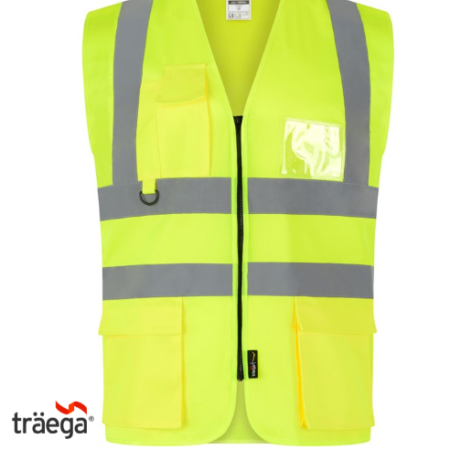 TWC04 - Traega Enhanced Visibility EXECUTIVE WAISTCOAT with Reflexr Hi Vis Tape EN20471- Orange - Image 3