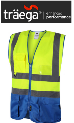 TWC06 - Traega Enhanced Visibility EXECUTIVE WAISTCOAT with Reflexr Hi Vis Tape EN20471- Yellow/Royal YE/RB