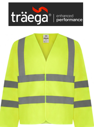 TWC03 - – Traega Enhanced Visibility Long Sleeve Velcro WAISTCOAT with Reflexr Hi Vis Tape EN20471- Yellow