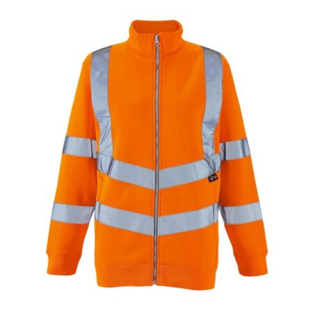 Ladies Hi Vis Orange Eshaal Zipped Sweatshirt