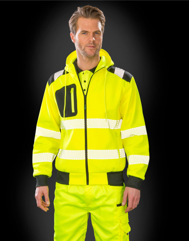 R503X Recycled Zipped Safety Hoody Fluoresent Yellow