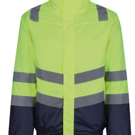 TRA218 Pro Hi Vis Bomber Jacket  Yellow/Navy  hi-vis chevrons show which way you’re facing in low light