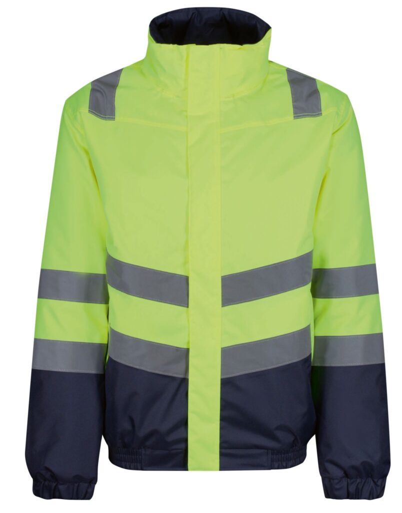 TRA218 Pro Hi Vis Bomber Jacket  Yellow/Navy  hi-vis chevrons show which way you’re facing in low light