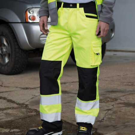 R327X - Safety Cargo Trousers Hi Vis Yellow - Image 3
