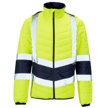 05141 Supertouch Hi Vis Yellow 2 Tone Stylish Puffer Jacket keeps you safe and warm