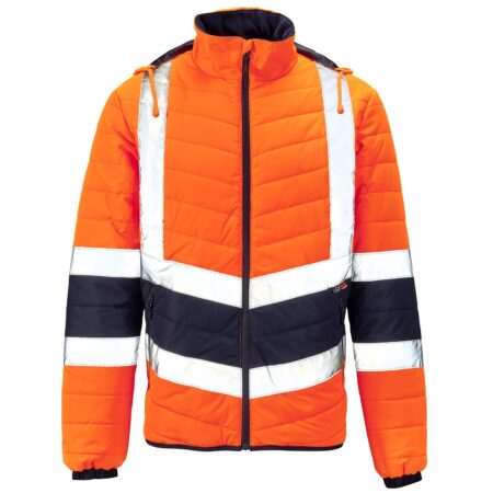 Hi Vis Orange 2 Tone Puffer Jacket Stylish, safe and warm RIS-3279-TOM