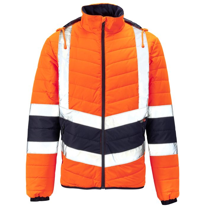 Hi Vis Orange 2 Tone Puffer Jacket Stylish, safe and warm RIS-3279-TOM - Image 4