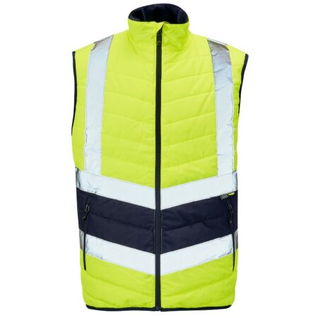 10241 Hi Vis Yellow 2 Tone Puffer Bodywarmer