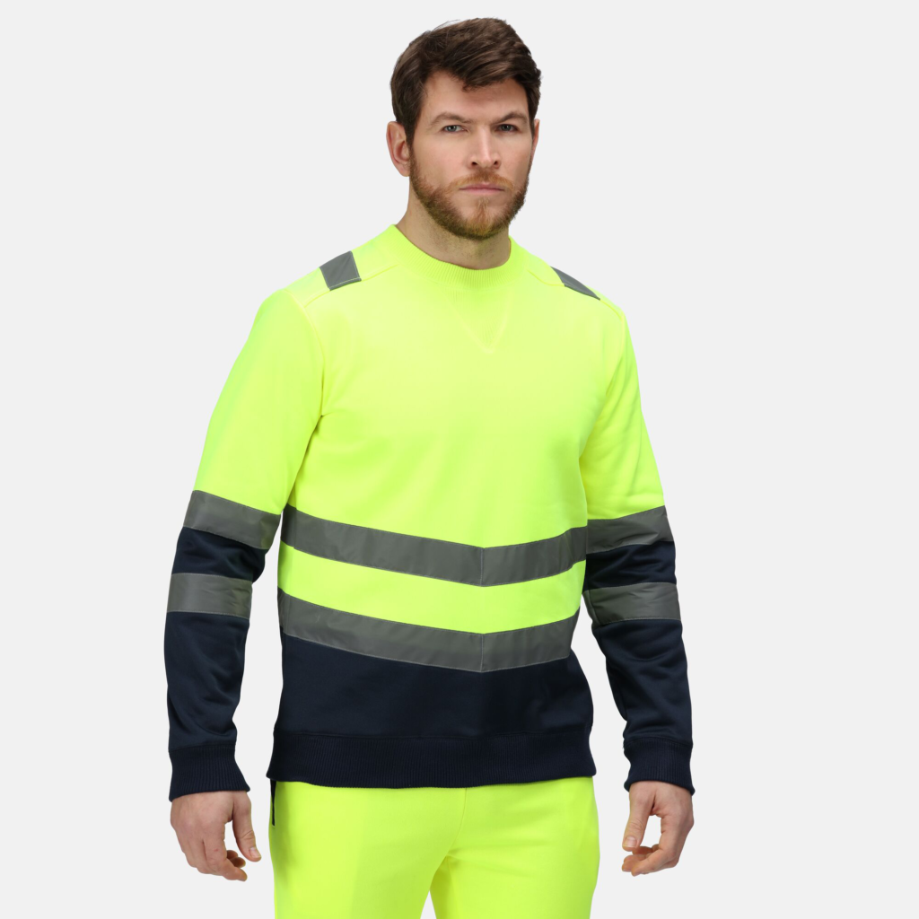 TRF656 Regatta Pro hi-vis sweat top. Angled hi-vis chevrons