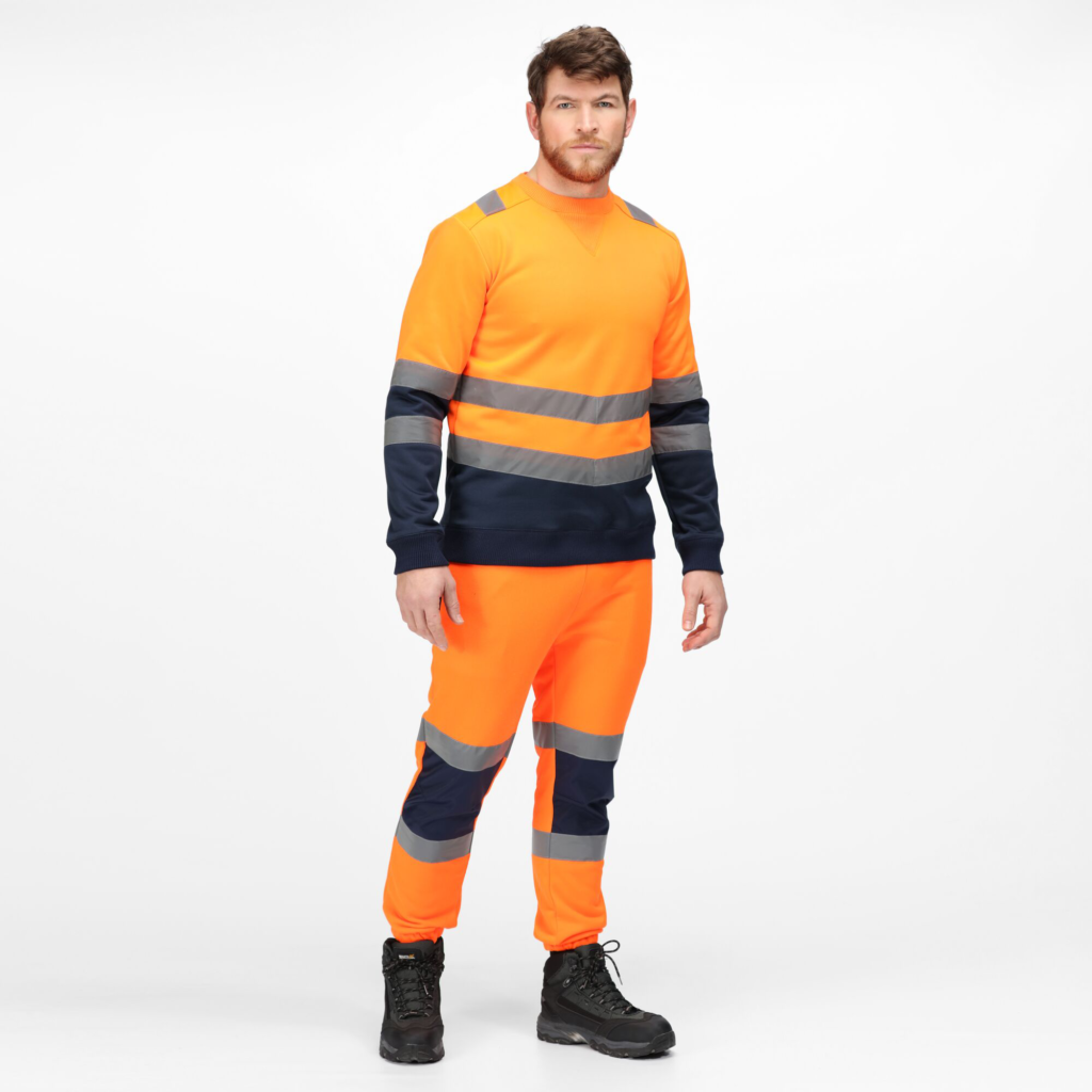 TRF656 Regatta Pro hi-vis sweat top. Angled hi-vis chevrons