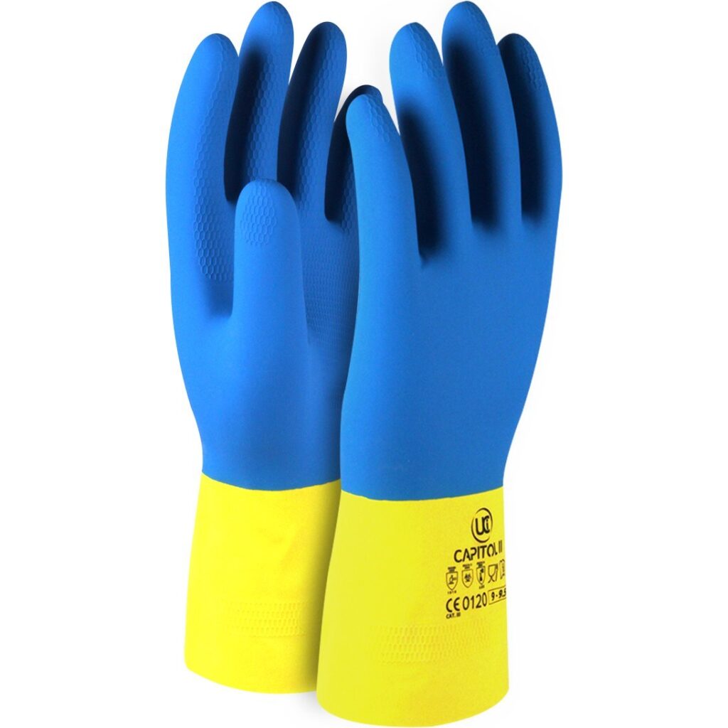 Capitol II Dual-Colour Latex Safety Gauntlet Chemical Type A