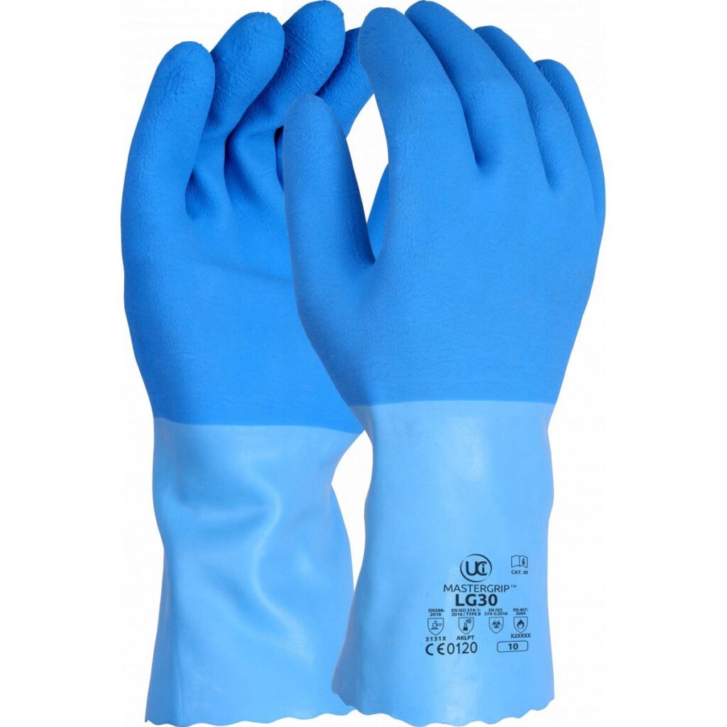 LG30 MasterGrip Heavy-Duty 12" Crinkle Latex Gauntlet Gloves