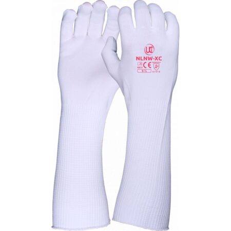 NLNW-XC - EXTENDED CUFF LOW LINTING NYLON - White, low lint gloves with extended cuff. 79p/pair sold in packs of 10