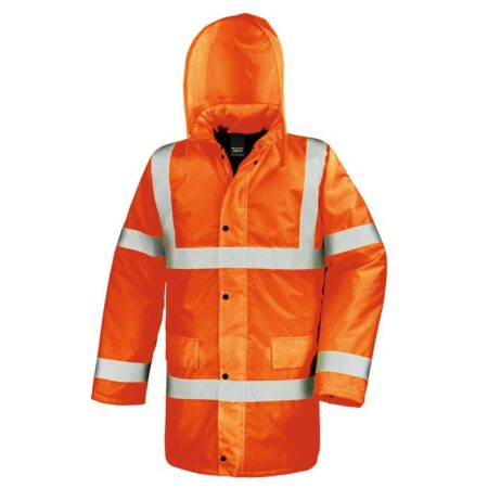 Promo Orange Padded Parka safety high-viz coat. A sturdy insulated 3/4 length safety jacket - Image 3