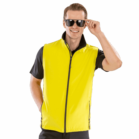 R232M MENS PRINTABLE SOFTSHELL BODYWARMER with RECYCLED fleece inner