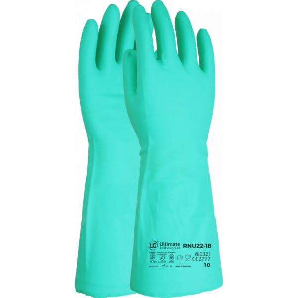 RNU22-18 Premium Green Chemical Resistant 18 inch Unlined Nitrile Gauntlet