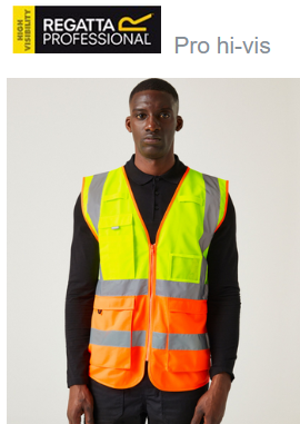 TRS251Regatta Pro hi-vis executive vest provides lasting comfort. Yellow/Orange