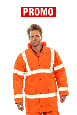 Promo Orange Padded Parka safety high-viz coat. A sturdy insulated 3/4 length safety jacket
