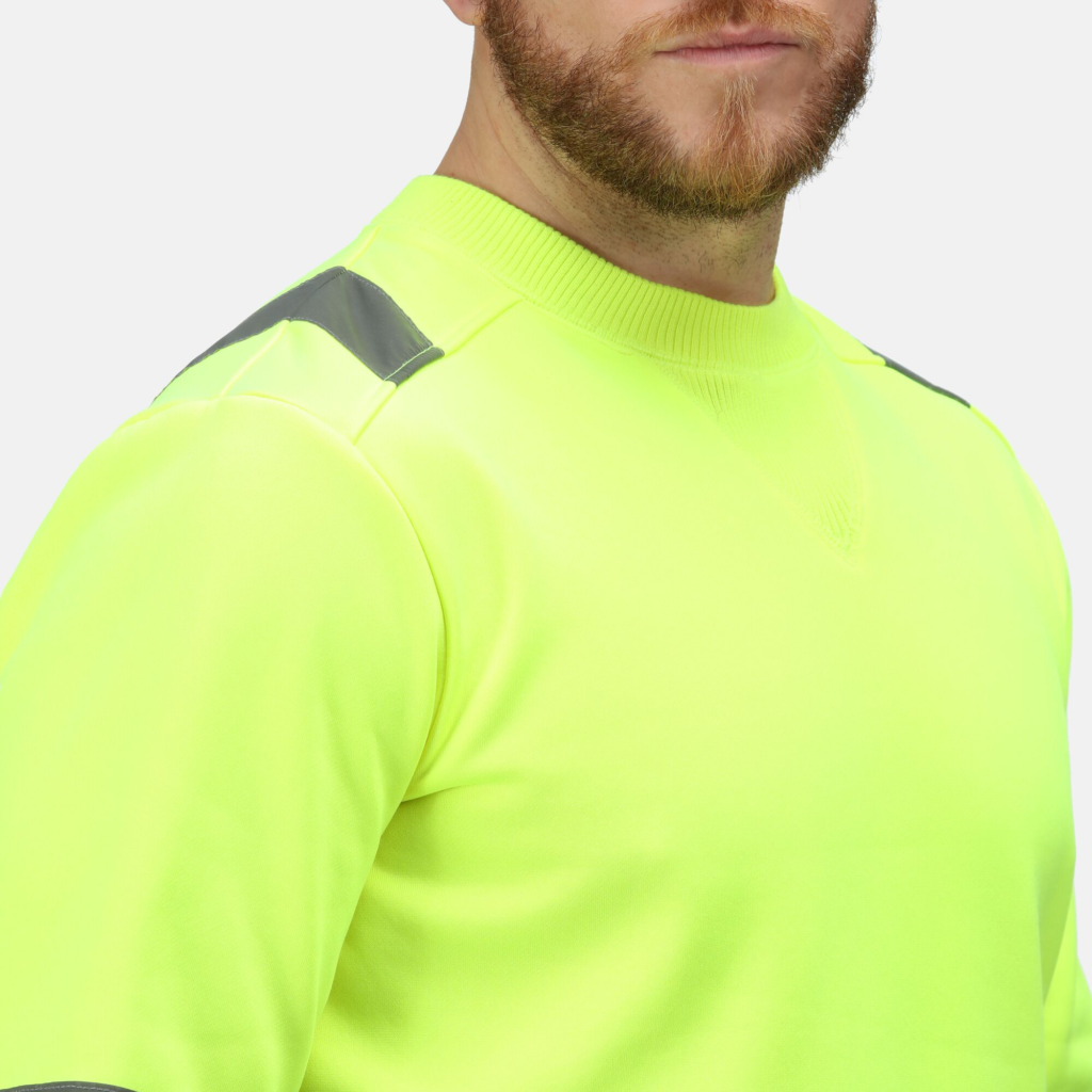 TRF656 Regatta Pro hi-vis sweat top. Angled hi-vis chevrons