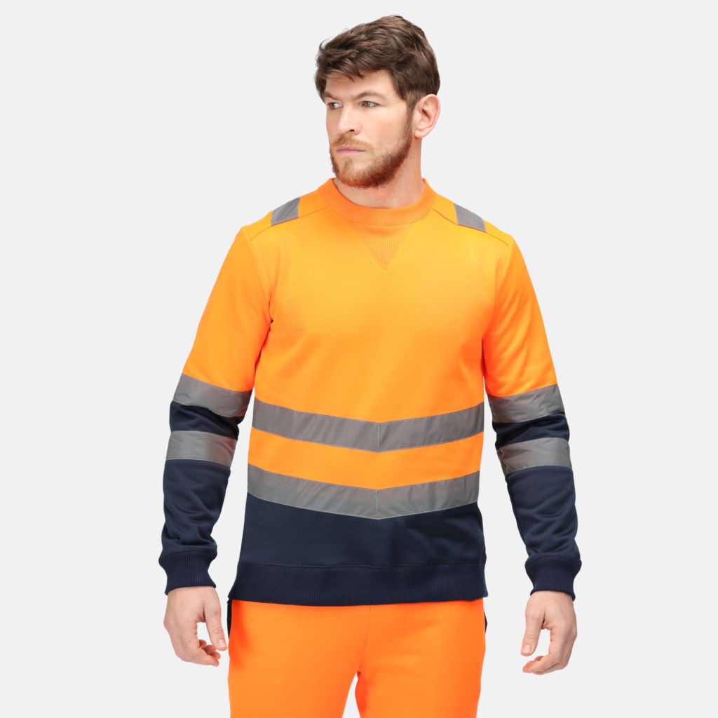 TRF656 Regatta Pro hi-vis sweat top. Angled hi-vis chevrons
