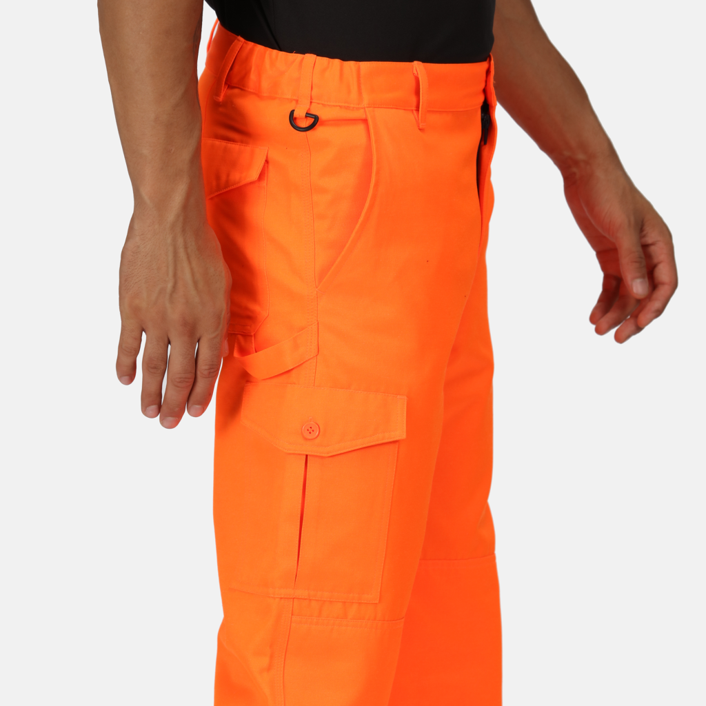 TRJ524R Regatta Pro hi-vis cargo trousers, packed with pockets, hard-wearing Orange