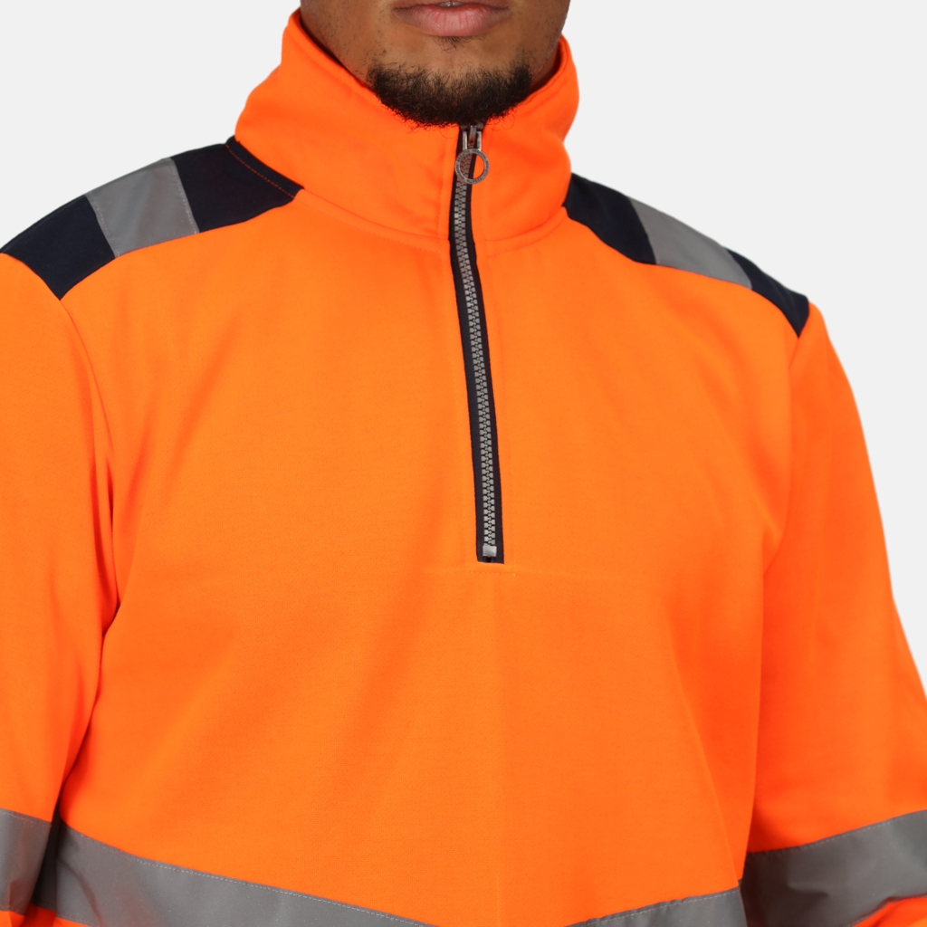 TRF670 Regatta Pro hi-vis ΒΌ-zip sweatshirt Featuring polyester sweat fabric Orange