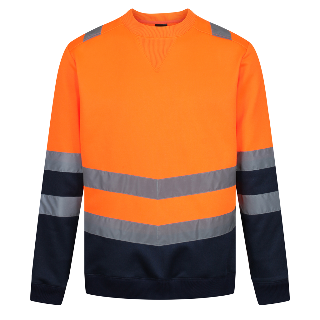 TRF656 Regatta Pro hi-vis sweat top. Angled hi-vis chevrons